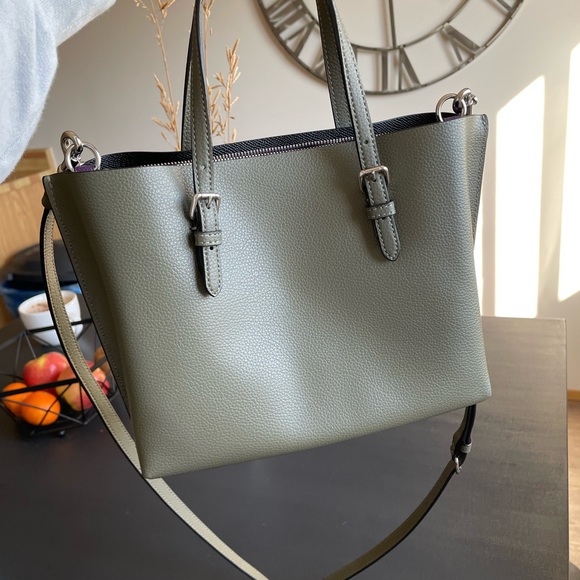 Coach Mollie tote. New w/o tags. Army green with deep purple inside. - Picture 3 of 10